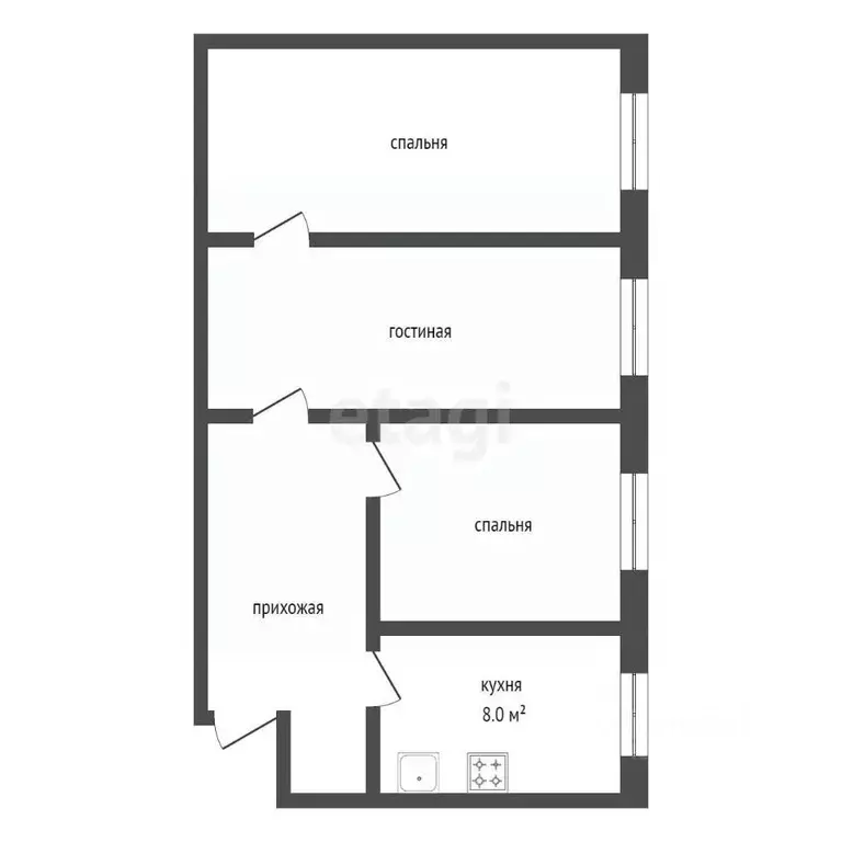 3-к кв. Смоленская область, Хиславичи пгт пер. Кооперативный, 1 (59.4 ... - Фото 1