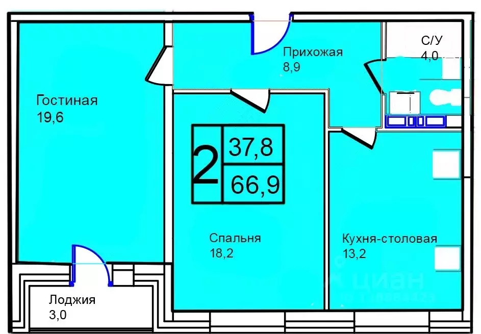 2-к кв. Москва Троицк поселение,  (66.9 м) - Фото 1