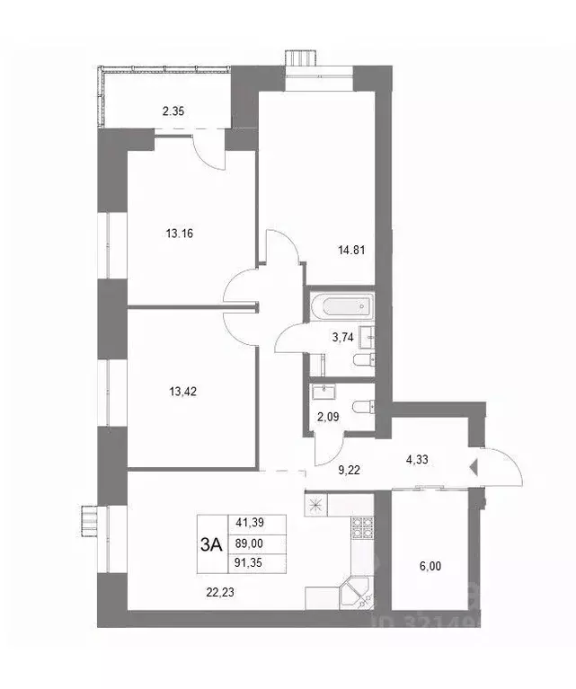 3-к кв. Татарстан, Казань ул. Анаса Тазетдинова, 4 (91.3 м) - Фото 1