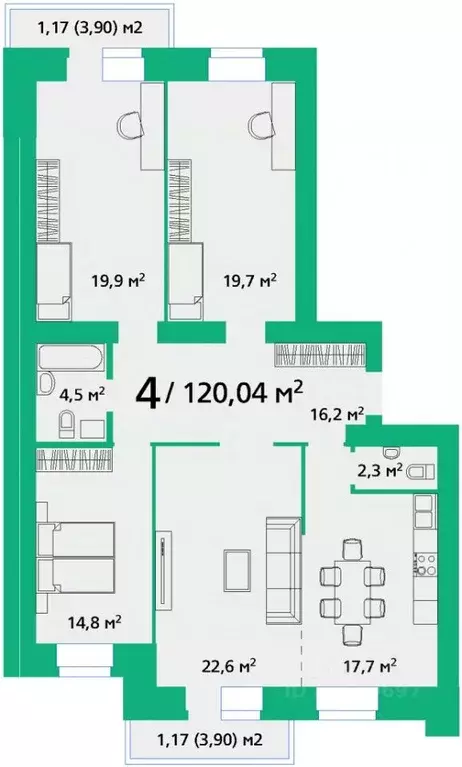 4-к кв. Красноярский край, Красноярск ул. Березина, 82Д (120.04 м) - Фото 0