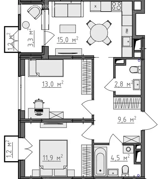 2-комнатная квартира: Владимир, микрорайон Сновицы-Веризино (59.17 м) - Фото 0