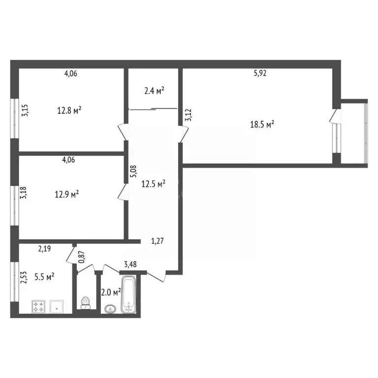 3-к кв. Амурская область, Тында ул. Красная Пресня, 52 (67.4 м) - Фото 2