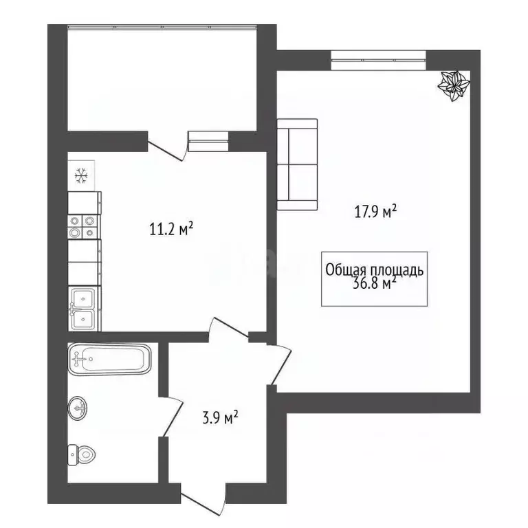 1-к кв. Новосибирская область, Новосибирск ул. Адриена Лежена, 27/1 ... - Фото 2