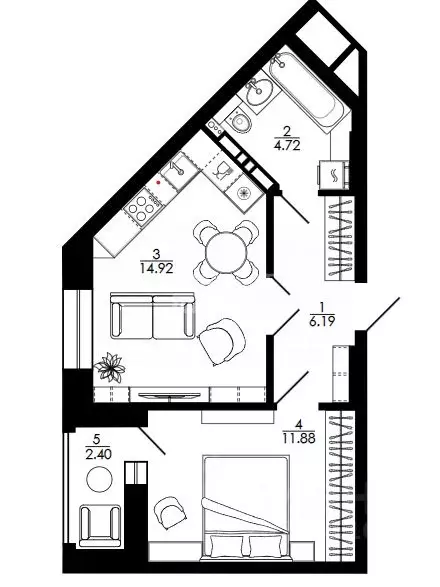 1-к кв. Липецкая область, Липецк Университетский мкр, Архитектор жилой ... - Фото 2