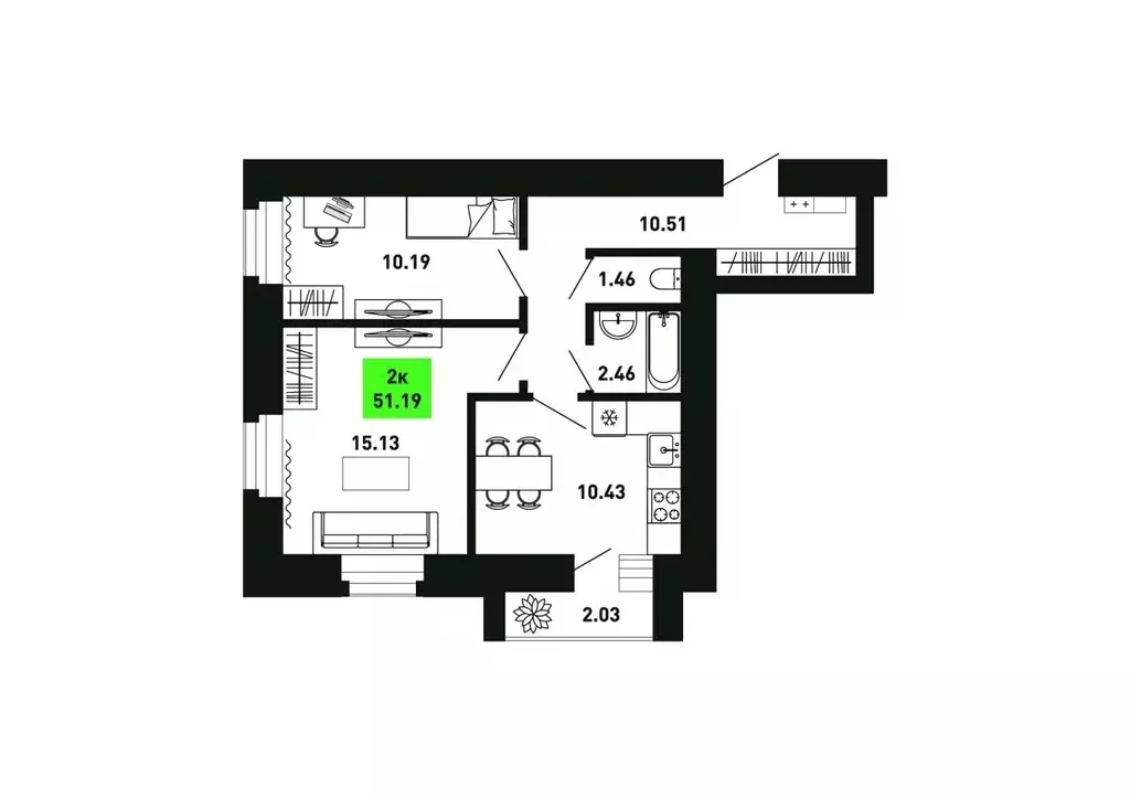 2-к кв. Кировская область, Кирово-Чепецкий район, Федяковское с/пос, ... - Фото 1