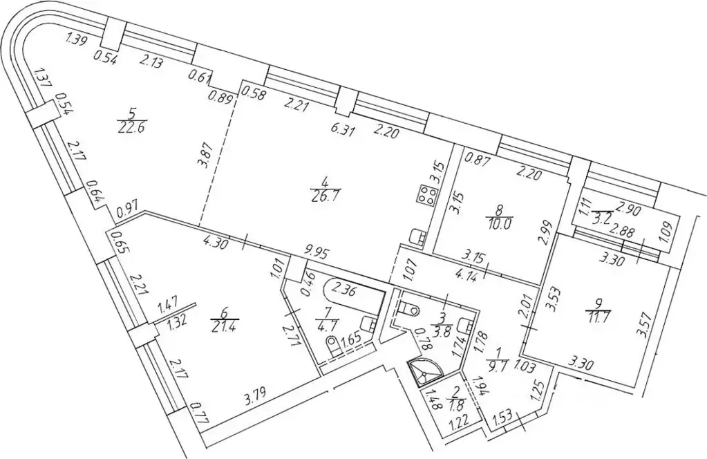 3-к кв. Санкт-Петербург ул. Челюскина, 10 (112.4 м) - Фото 0