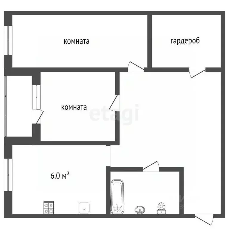 2-к кв. Ростовская область, Ростов-на-Дону ул. Герасименко, 16 (43.0 ... - Фото 0