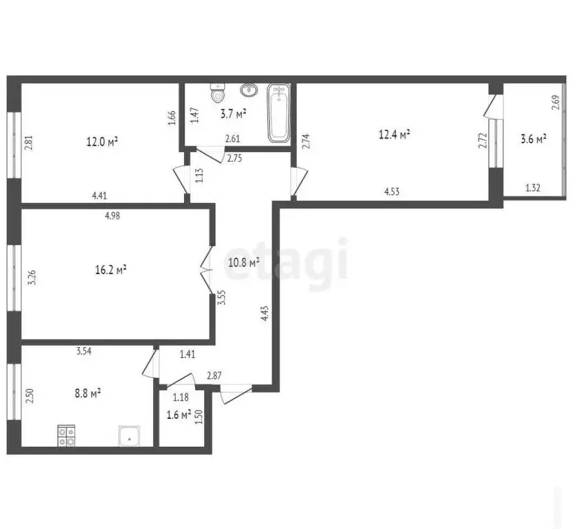 3-комнатная квартира: Стерлитамак, Патриотическая улица, 108 (66.4 м) - Фото 1