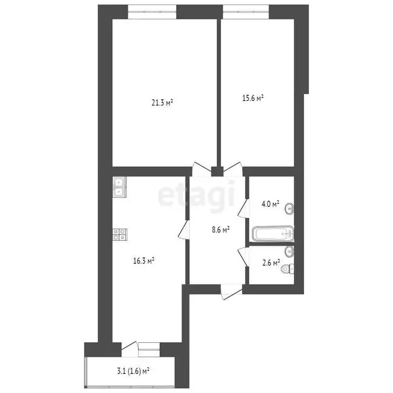 2-комнатная квартира: Вологда, улица Гагарина, 80Ак3 (68.5 м) - Фото 0