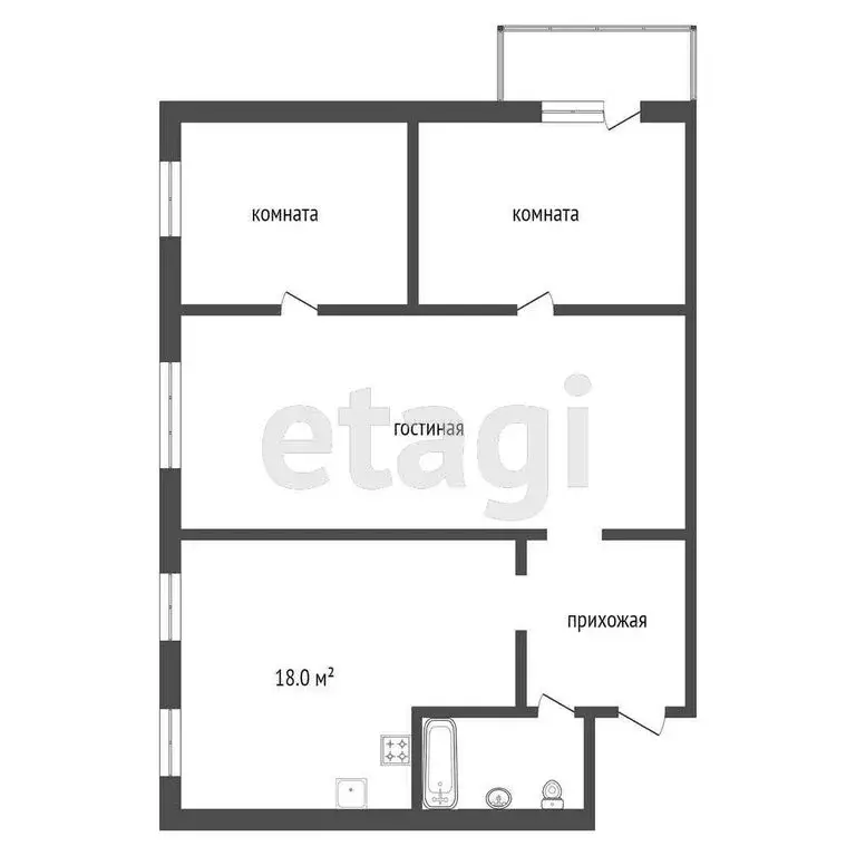 3-комнатная квартира: Заводоуковск, Шоссейная улица, 3 (59.5 м) - Фото 1