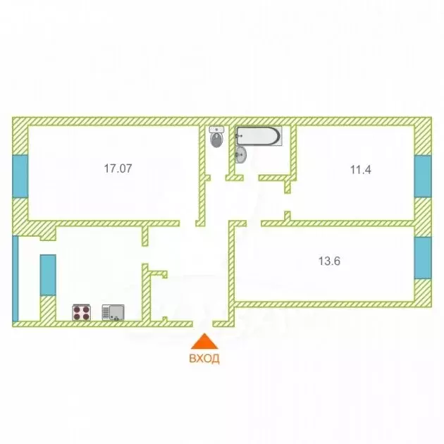 3-комнатная квартира: Тюмень, улица Монтажников, 15А (66.7 м) - Фото 2