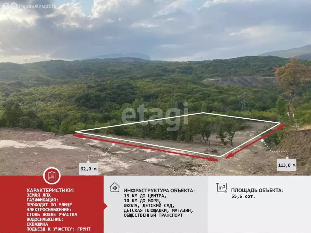 Участок в село Лучистое, Шоссейная улица (55.58 м) - Фото 1
