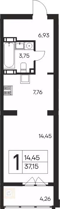 1-к кв. Крым, Ялта ул. Богдановича, 2Д (37.15 м) - Фото 1