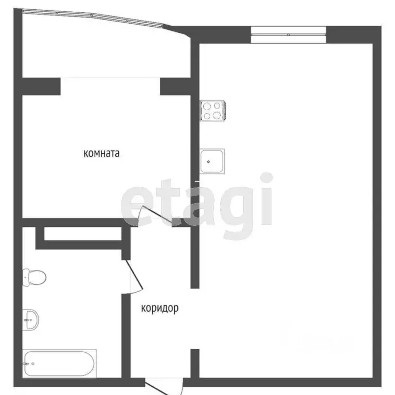1-к кв. Тюменская область, Тюмень ул. Николая Семенова, 21к1 (43.7 м) - Фото 2