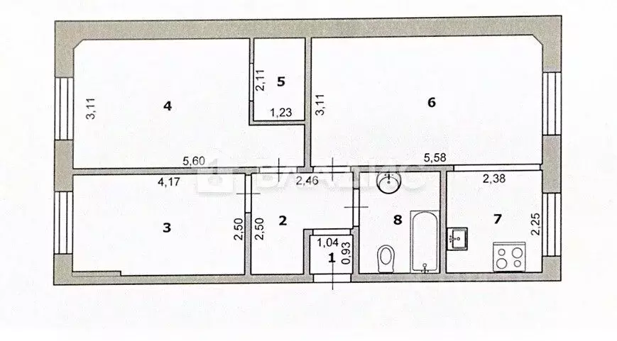 3-к кв. Белгородская область, Белгород ул. Костюкова, 24 (61.8 м) - Фото 2
