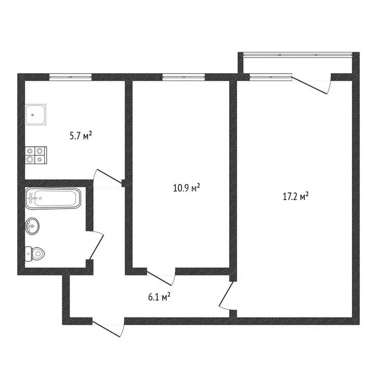 2-комнатная квартира: Черкесск, Интернациональная улица, 8 (43.5 м) - Фото 2