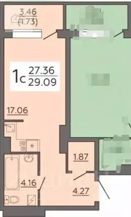 Студия Воронежская область, Воронеж ул. Независимости, 78к3 (28.0 м) - Фото 2