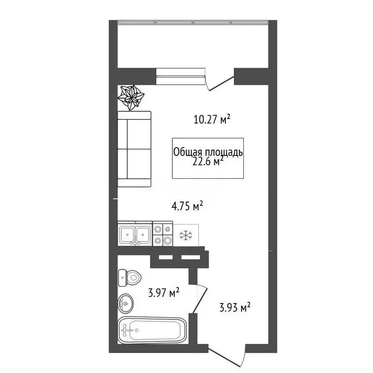 Квартира-студия: Новосибирск, улица Ватутина, 93/2 (22.6 м) - Фото 1