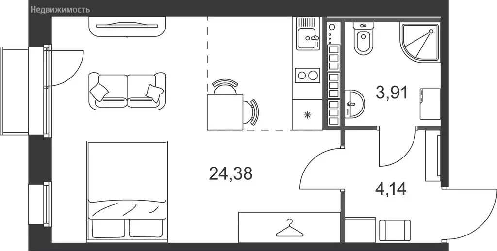 Квартира-студия: Ленинградская область, Гатчинский муниципальный ... - Фото 2