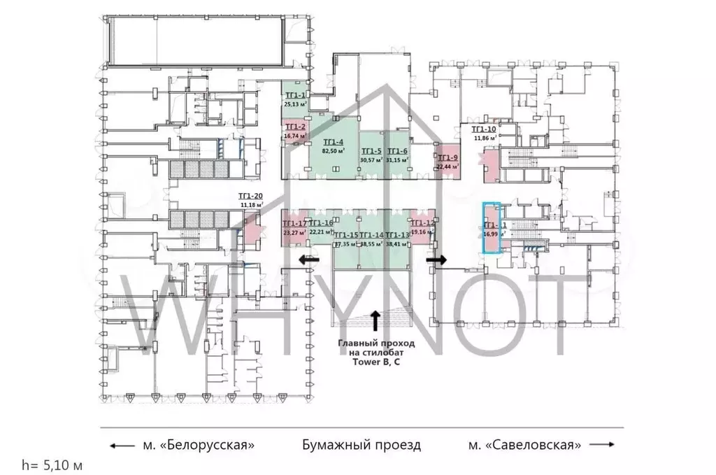 Торговая площадь на 1 этаже в БЦ класса, 16.99 м - Фото 1