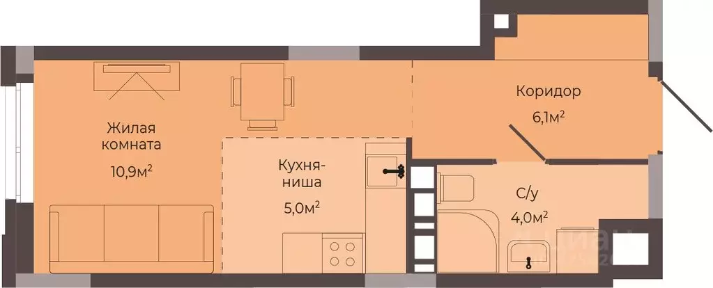 Студия Нижегородская область, Нижний Новгород Соцгород жилрайон, 1-й ... - Фото 0