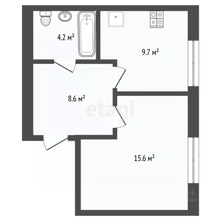 1-к кв. Тюменская область, Тюмень ул. 50 лет Октября, 75к4 (37.4 м) - Фото 1