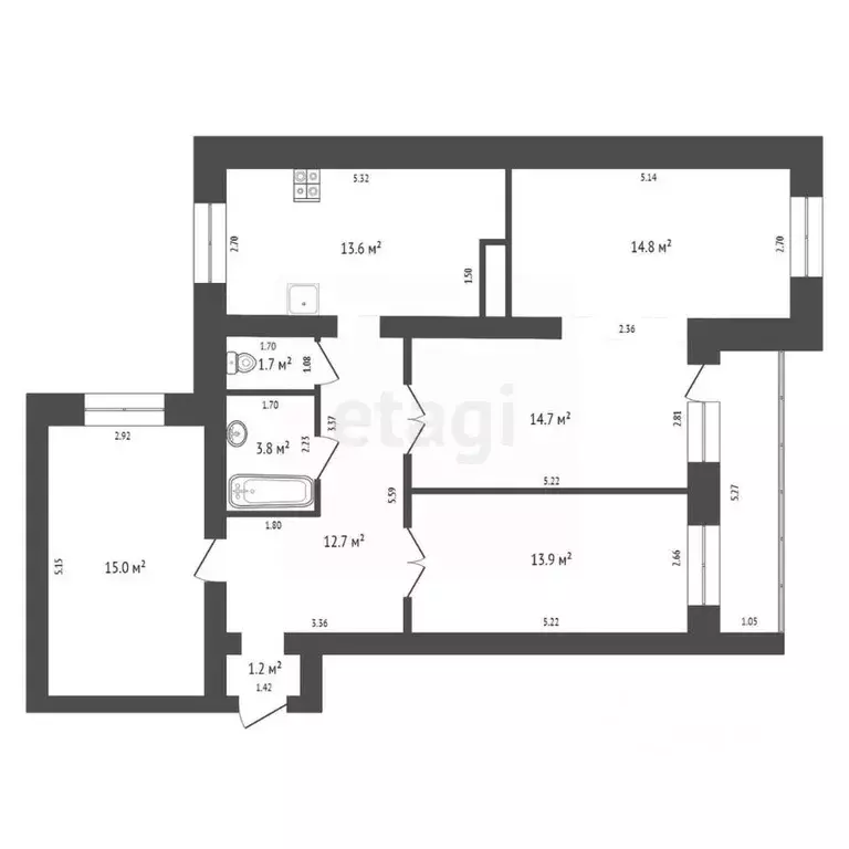 3-к кв. Брянская область, Брянск ул. Брянского Фронта, 26 (91.4 м) - Фото 1