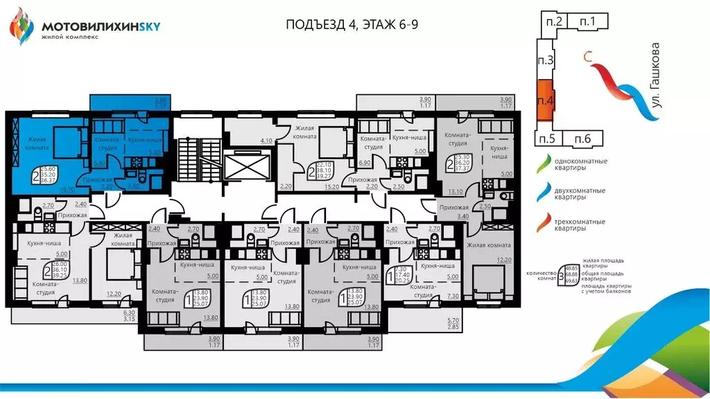 2-комнатная квартира: Пермь, улица Гашкова, 58 (35.4 м) - Фото 1