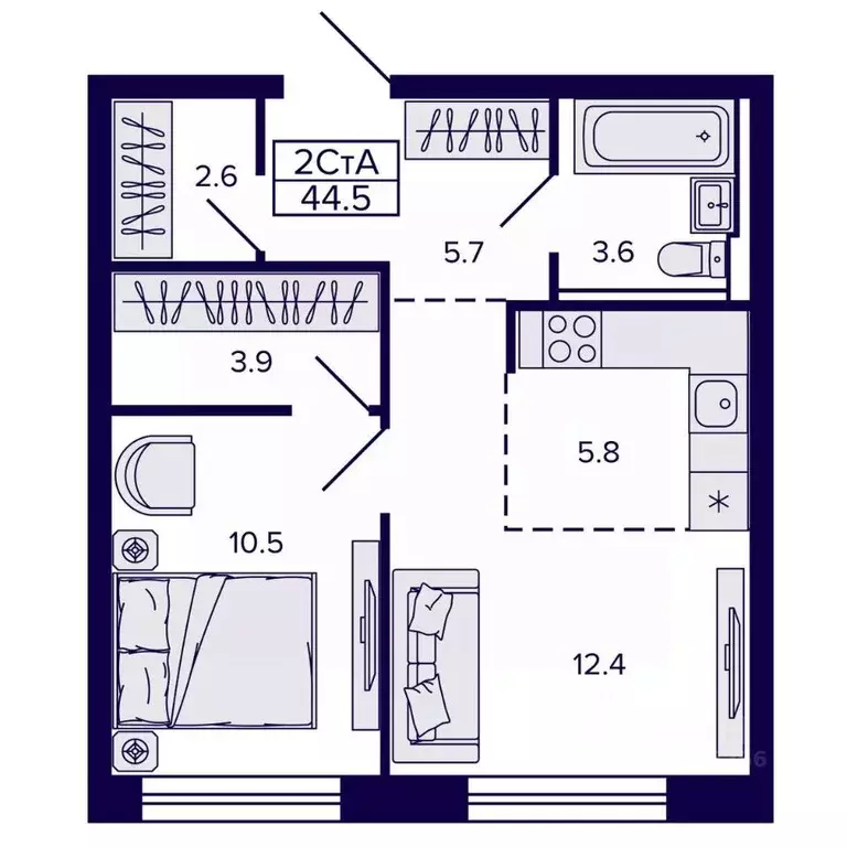 2-к кв. Хабаровский край, Хабаровск ул. Карла Маркса (44.47 м) - Фото 1