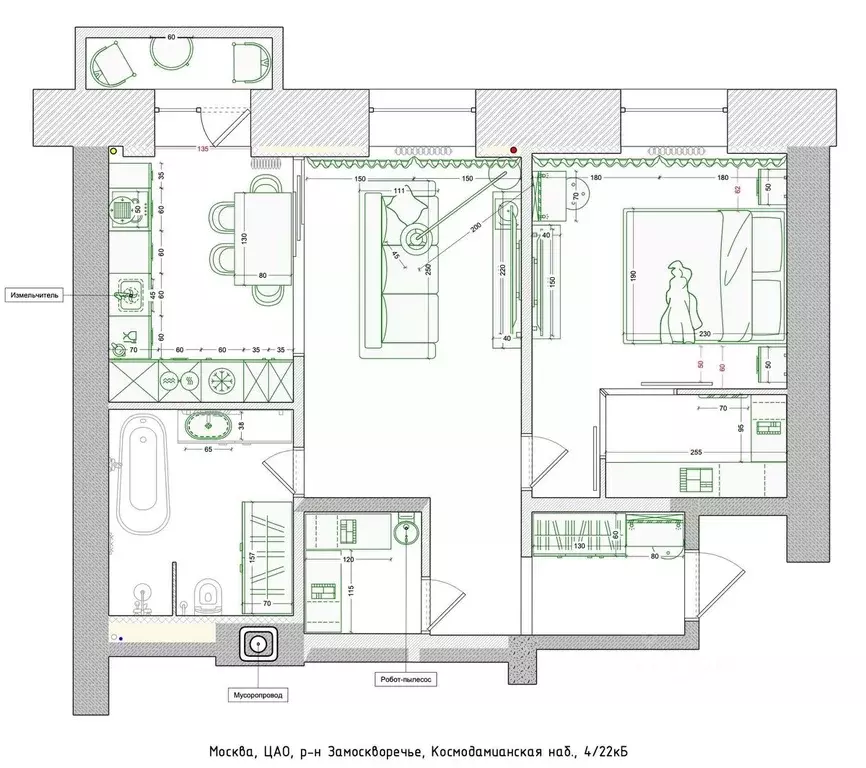 2-к кв. Москва Космодамианская наб., 4/22кБ (63.2 м) - Фото 2