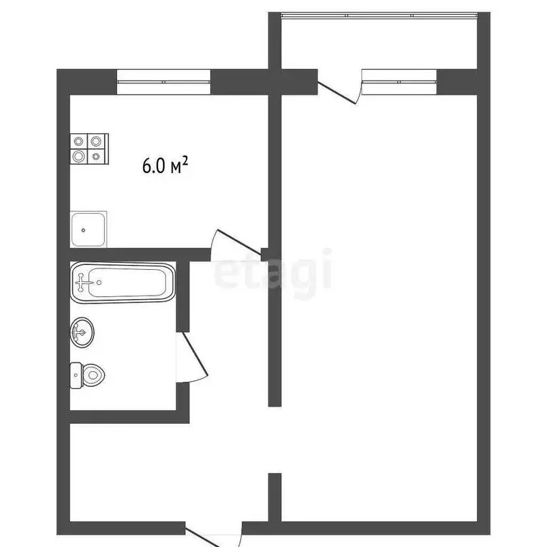 1-комнатная квартира: Чита, Весенняя улица, 42 (34.6 м) - Фото 1