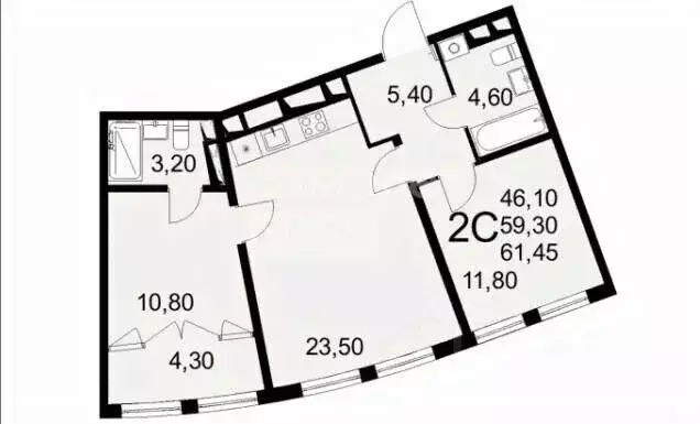 3-к кв. Тульская область, Тула ул. Федора Смирнова, 2к1 (61.45 м) - Фото 2