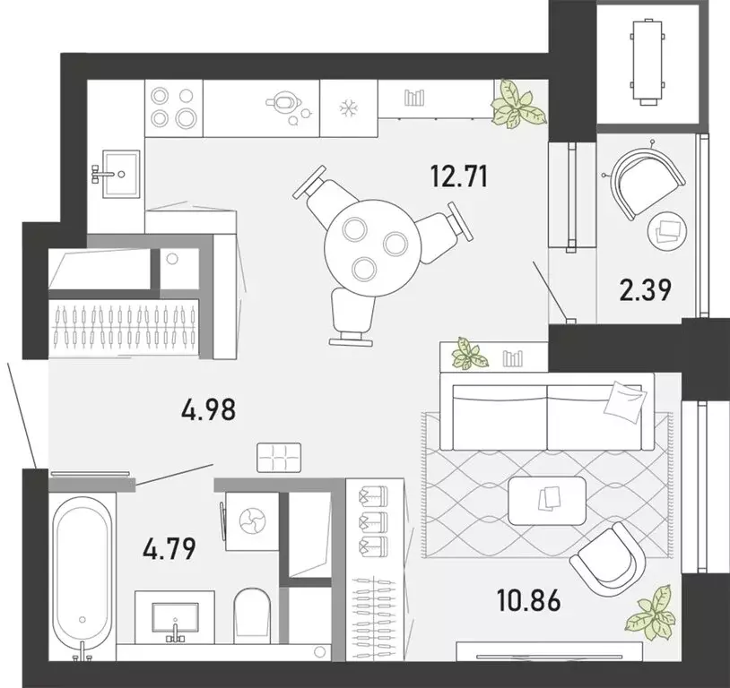 Квартира-студия: Тула, улица Фридриха Энгельса, 70А (35.73 м) - Фото 1