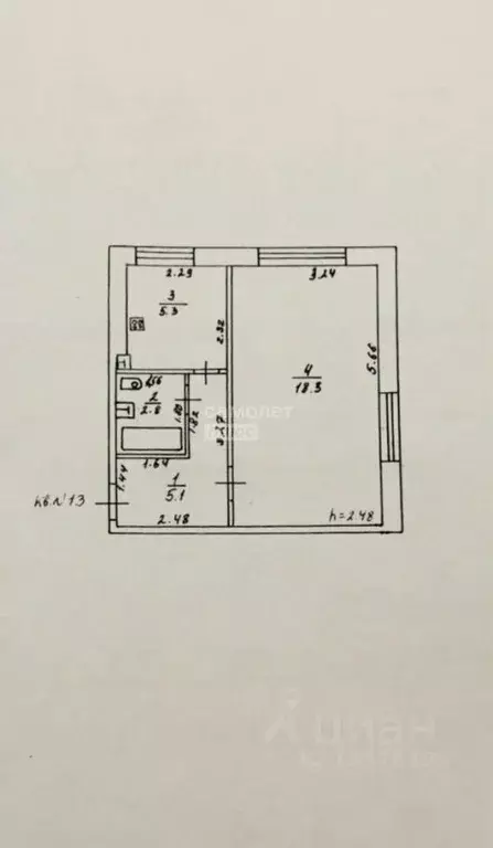 1-к кв. Тверская область, Тверь пер. Никитина, 9 (31.5 м) - Фото 1