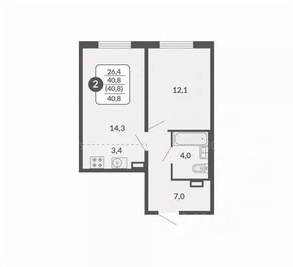 2-к кв. Кировская область, Киров Московская ул., 217 (40.8 м) - Фото 0