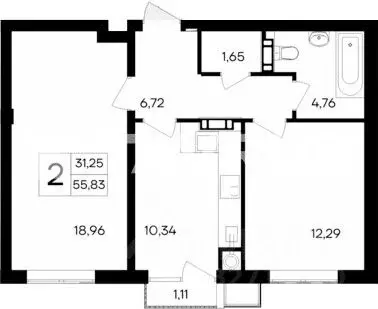 2-к кв. Крым, Симферопольский район, Гвардейское пгт ул. Курганная, ... - Фото 2