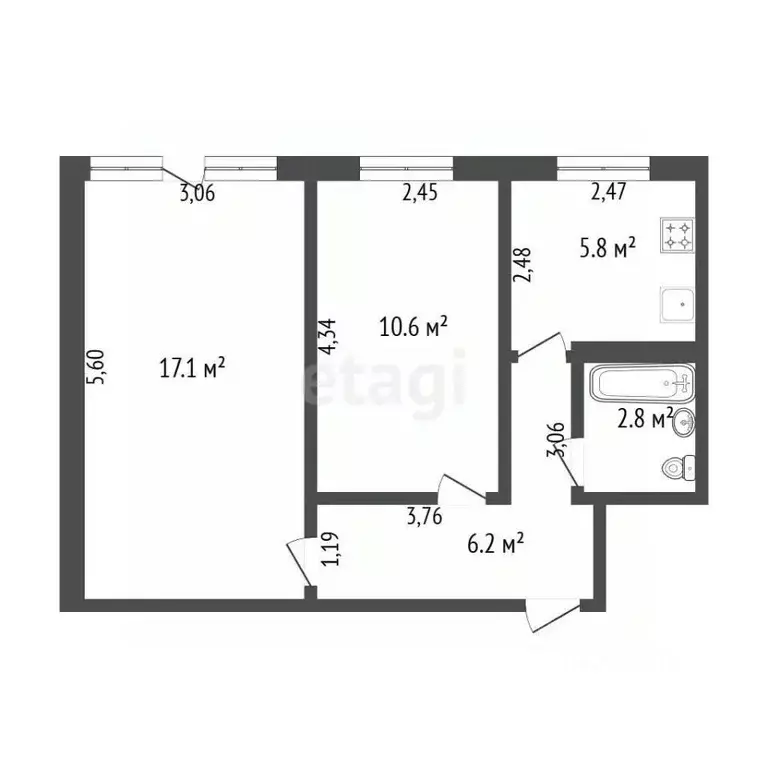 2-к кв. Тверская область, Тверь Петербургское ш., 120 (45.0 м) - Фото 2