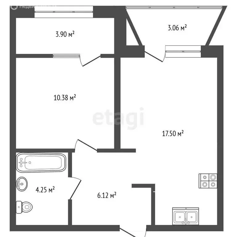 1-комнатная квартира: Тюмень, улица Бориса Прудаева, 7 (45.21 м) - Фото 1