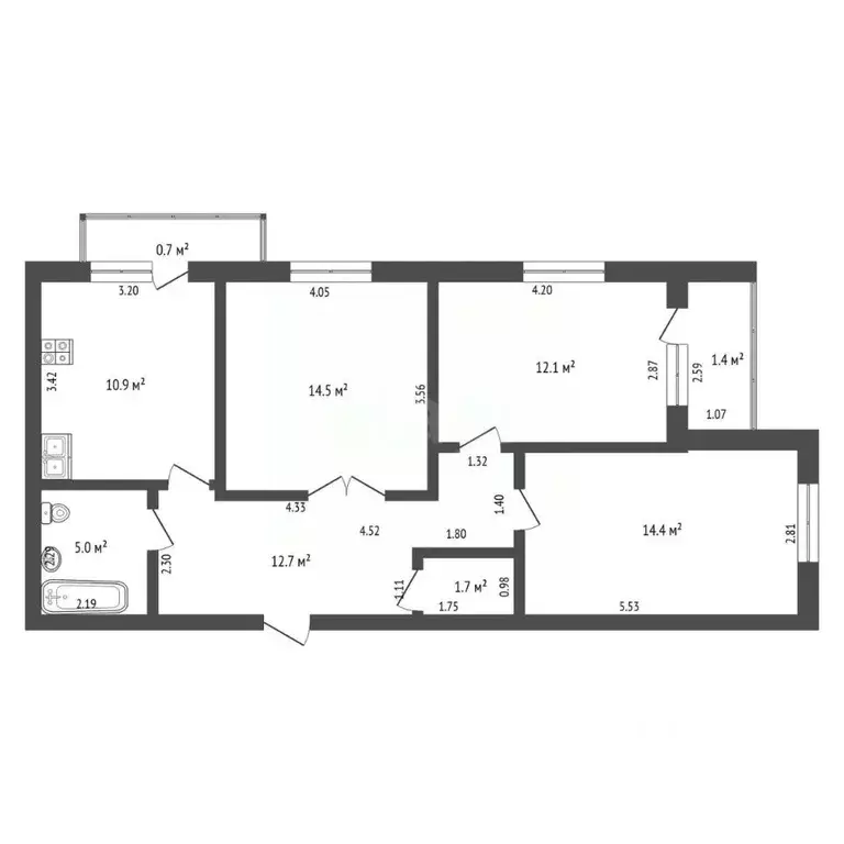 3-к кв. Калининградская область, Гурьевский муниципальный округ, пос. ... - Фото 2