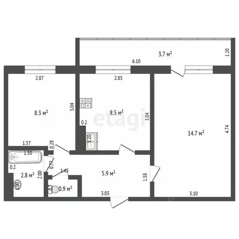 2-к кв. Башкортостан, Стерлитамакский район, с. Наумовка ул. Ленина, ... - Фото 2