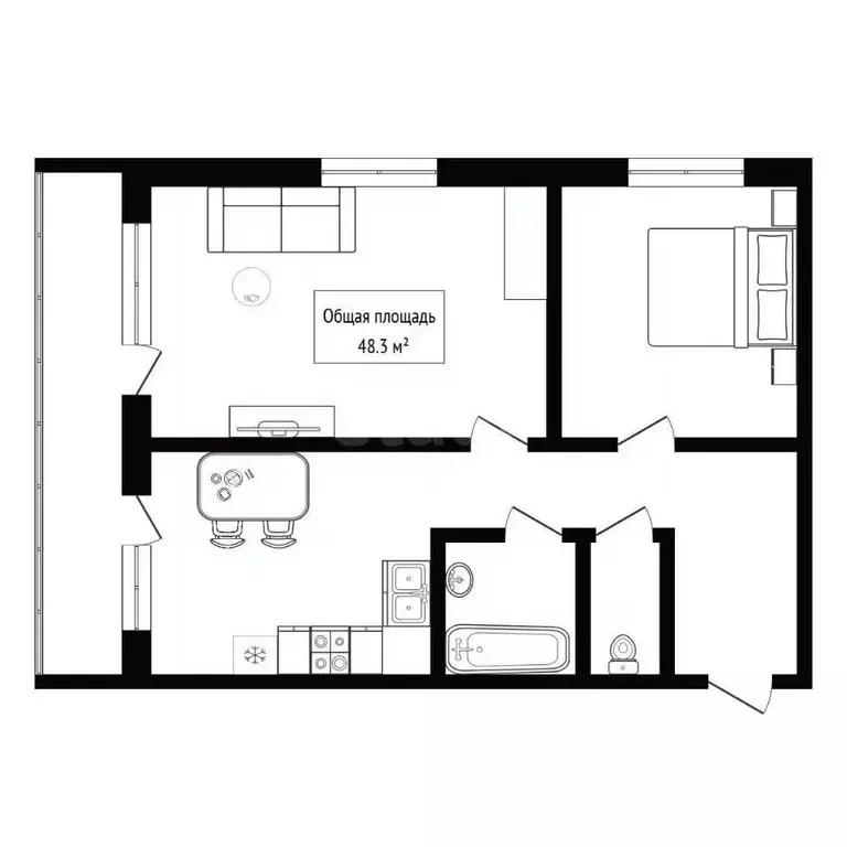 2-к кв. Новосибирская область, Искитим Прорабская ул., 9А (48.3 м) - Фото 2