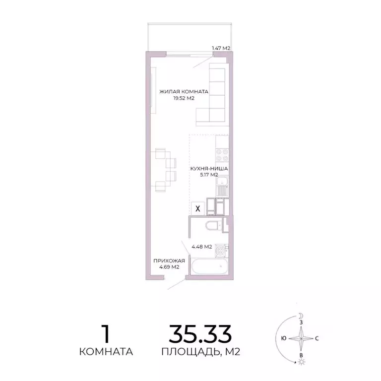 1-к кв. Пензенская область, Пенза Побочинская ул., с18 (35.33 м) - Фото 0