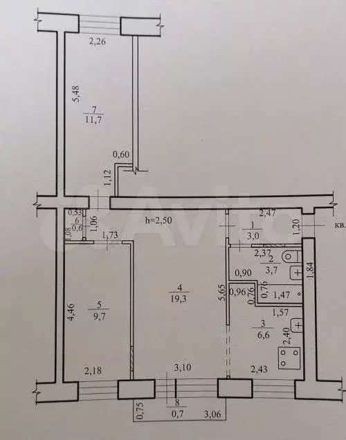 3-к. квартира, 54,6 м, 2/4 эт. - Фото 0