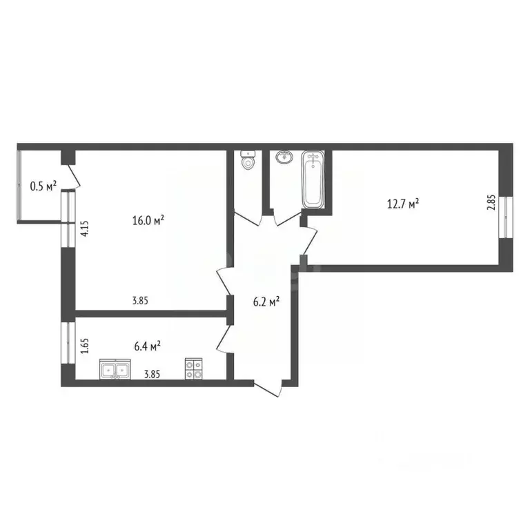 2-к кв. Татарстан, Набережные Челны пос. ЗЯБ, 15-й комплекс, 11 (44.6 ... - Фото 2