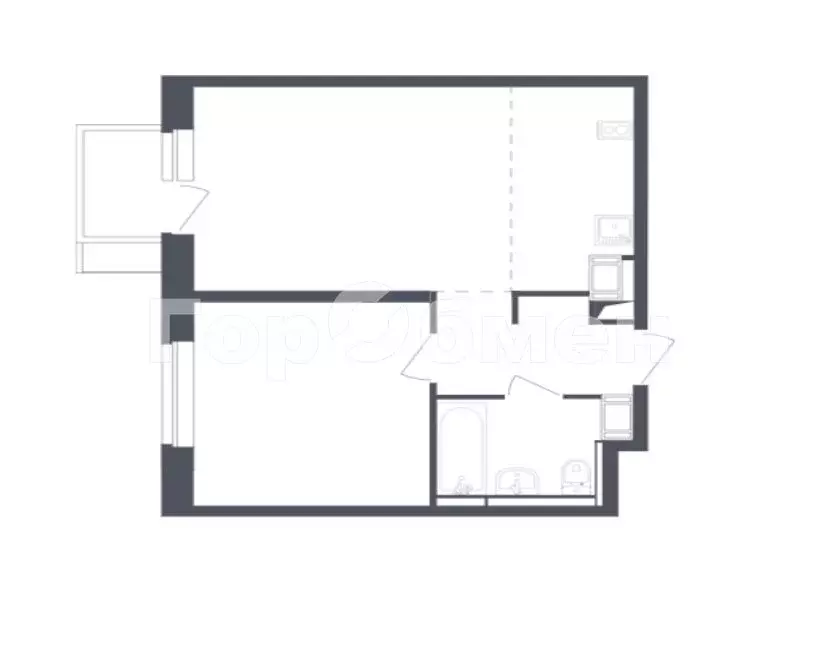 2-комнатная квартира: деревня Юрлово, к1/1 (43 м) - Фото 1