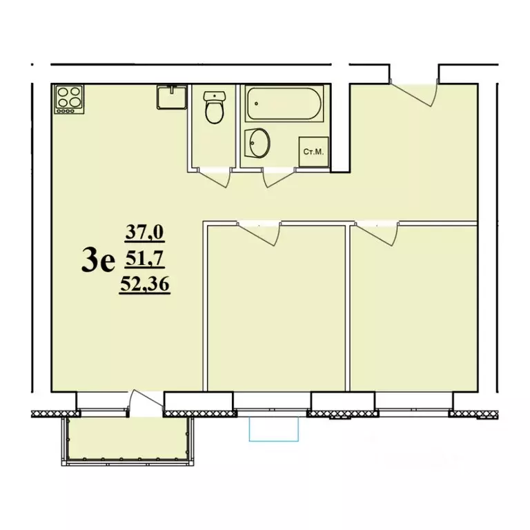 3-к кв. Белгородская область, Белгородский район, Разумное рп ул. ... - Фото 1