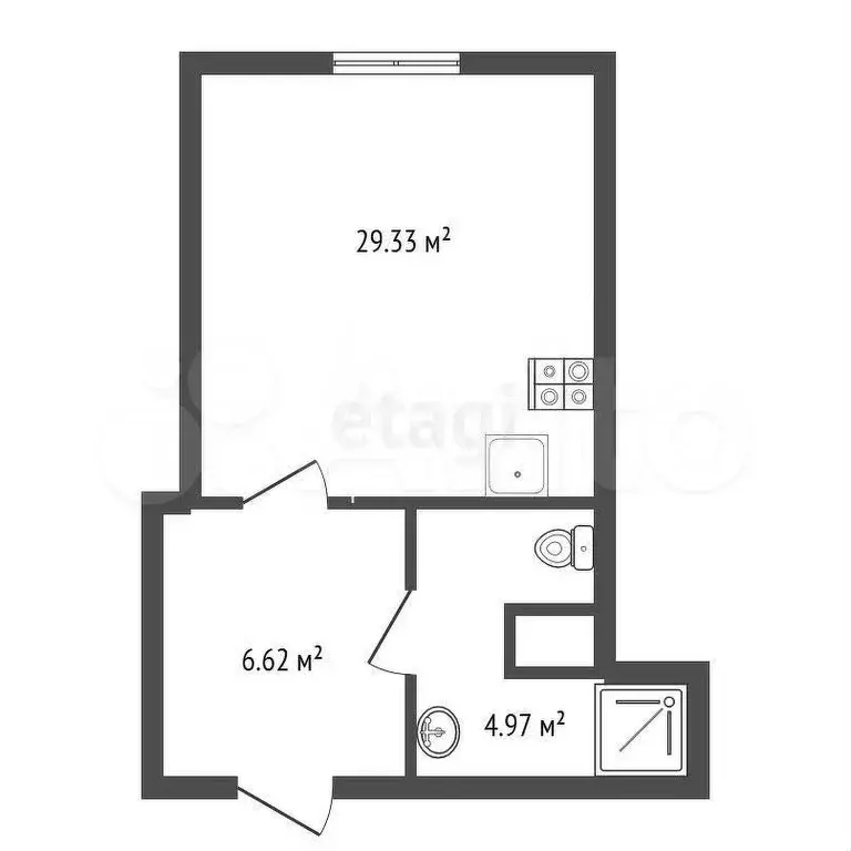 Квартира-студия, 29,5 м, 3/4 эт. - Фото 0