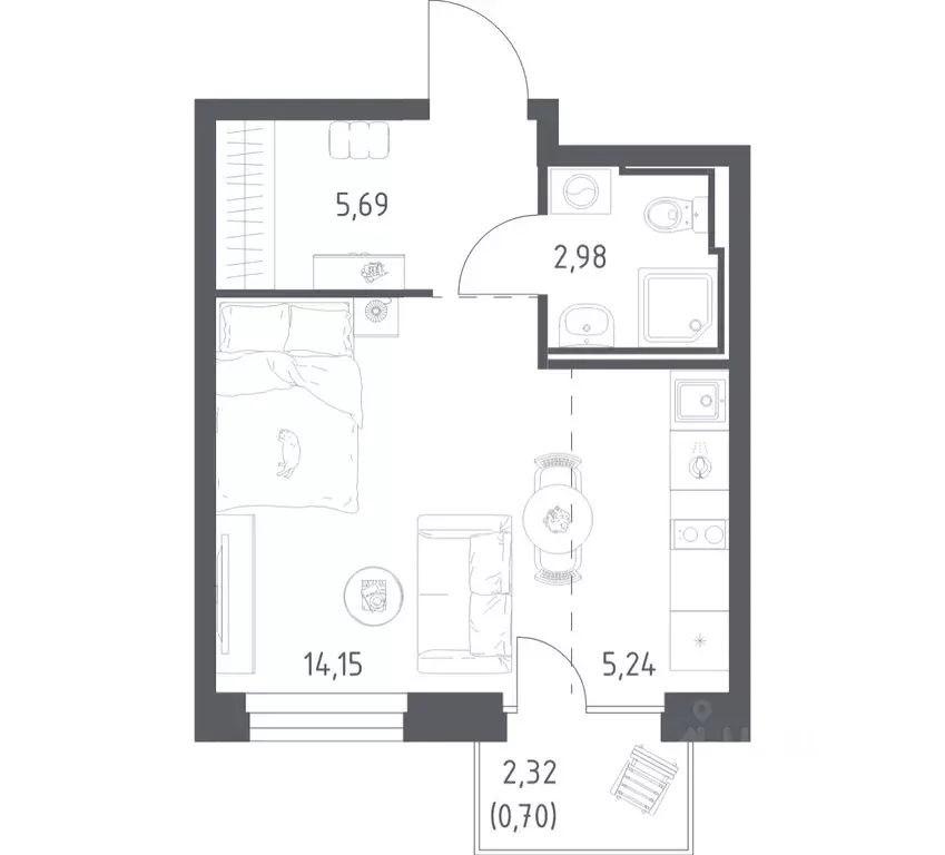 Студия Татарстан, Казань проезд Владимира Шнеппа (28.76 м) - Фото 1