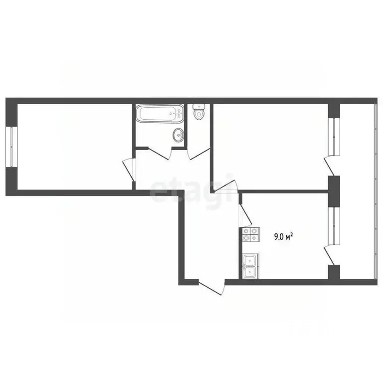 2-к кв. Нижегородская область, Выкса Жуковского мкр, 6А (60.1 м) - Фото 1