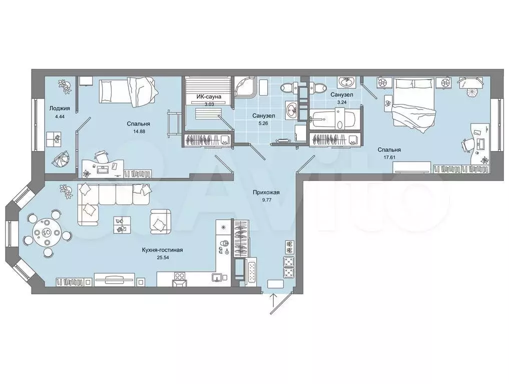 2-к. квартира, 80 м, 4/15 эт. - Фото 0